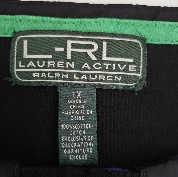 L-RL Ralph Lauren Active Shirt Womens Size‎ 1X Black Long Sleeve Kangaroo Pocket - Picture 3 of 10
